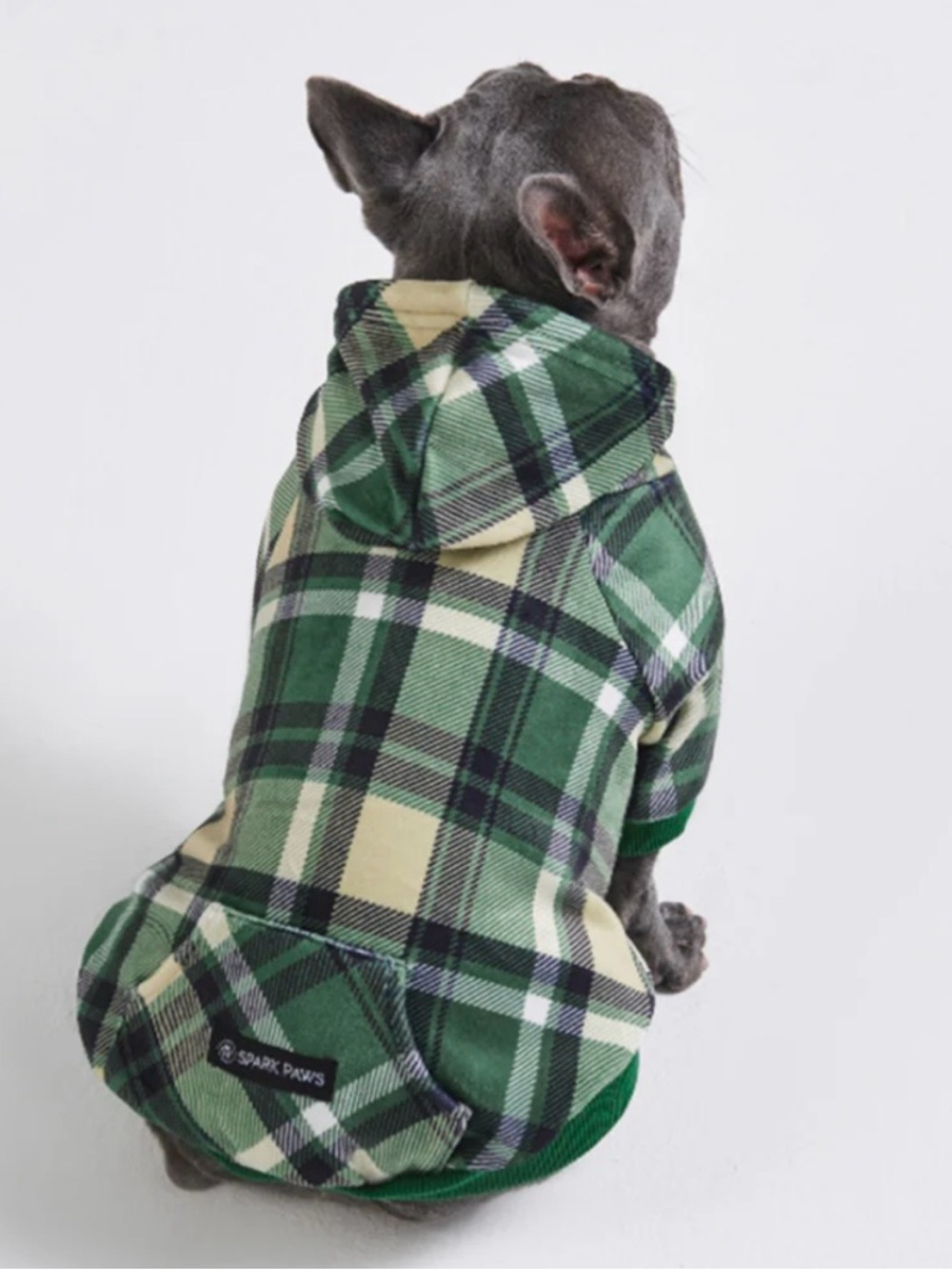 Spark Paws Green Plaid Dog Hoodie